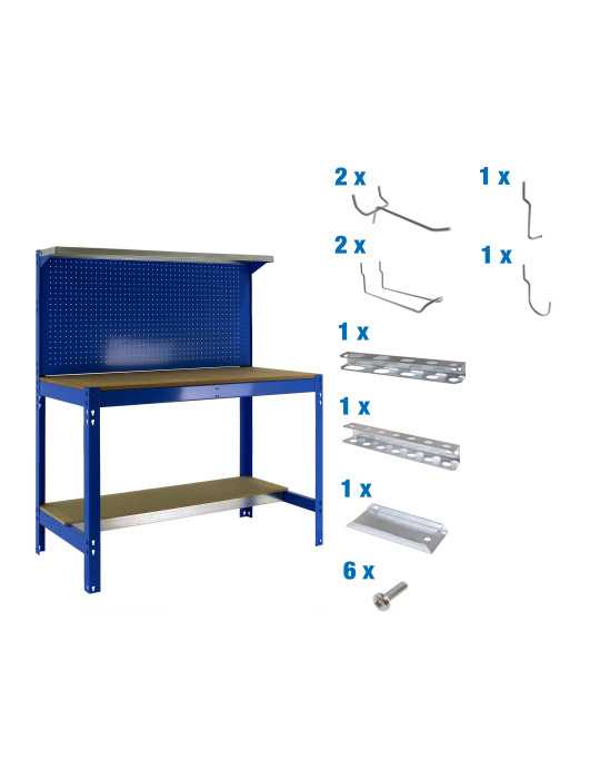 Banco trabajo 1445x1210x610 PACK SIMONWORK BT3 1200 AZUL/MAD+ 9ACCS marca SIMONRACK