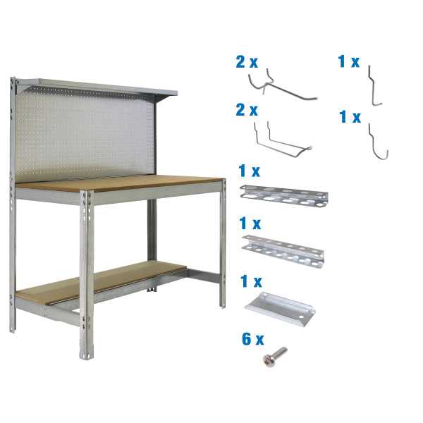 Banco trabajo 1445x1210x610 PACK SIMONWORK BT3 1200 GALVA/MAD+ 9ACCS marca SIMONRACK