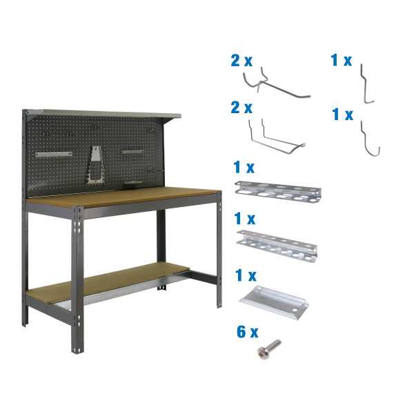Banco trabajo 1445x1210x610 PACK SIMONWORK BT3 1200 GRIS/MAD+ 9ACCS marca SIMONRACK