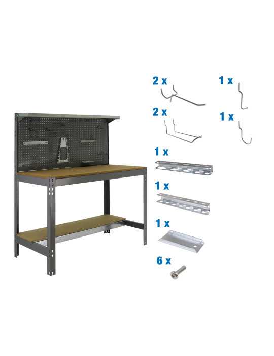 Banco trabajo 1445x1210x610 PACK SIMONWORK BT3 1200 GRIS/MAD+ 9ACCS marca SIMONRACK