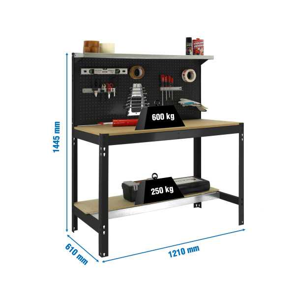 Banco trabajo 1445x1210x610 SIMONWORK BT3 1200 ANTRACITA/MADERA marca SIMONRACK