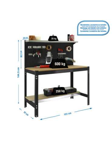 Banco trabajo 1445x1510x610 SIMONWORK BT3 1500 ANTRACITA/MADERA marca SIMONRACK