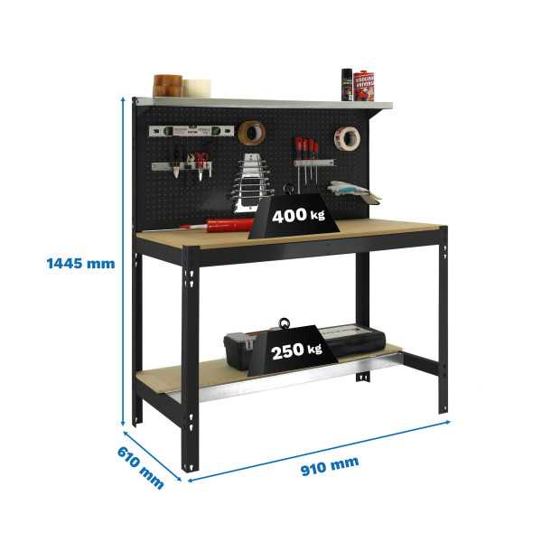 Banco trabajo 1445x910x610 SIMONWORK BT3 900 ANTRACITA/MADERA marca SIMONRACK