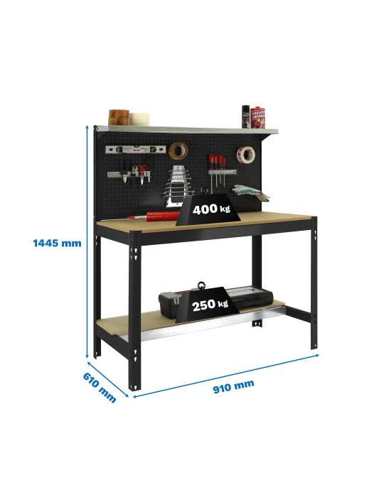 Banco trabajo 1445x910x610 SIMONWORK BT3 900 ANTRACITA/MADERA marca SIMONRACK