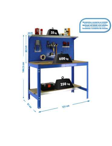Banco trabajo 1445x1210x610 SIMONWORK BT3 1200 AZUL/MADERA marca SIMONRACK