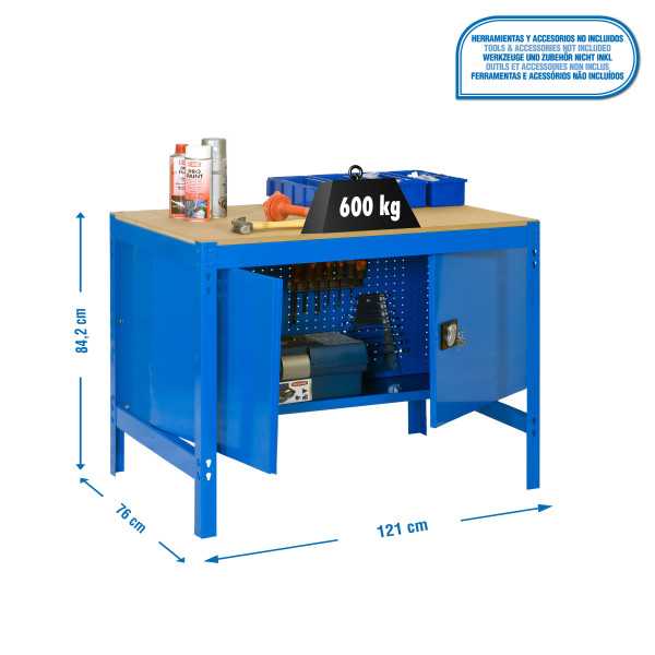 Banco trabajo 842x1210x760 SIMONWORK BT0 CABINET 1200 AZUL/MADERA marca SIMONRACK
