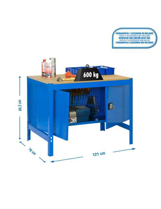 Banco trabajo 842x1210x760 SIMONWORK BT0 CABINET 1200 AZUL/MADERA marca SIMONRACK