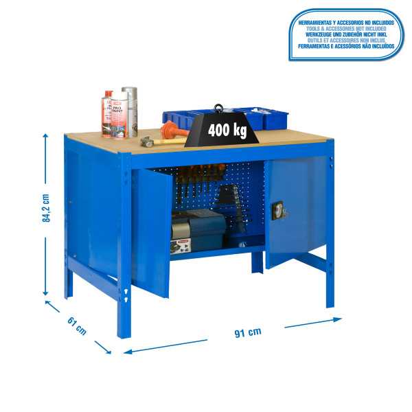 Banco trabajo 842x910x610 SIMONWORK BT0 CABINET 900 AZUL/MADERA marca SIMONRACK
