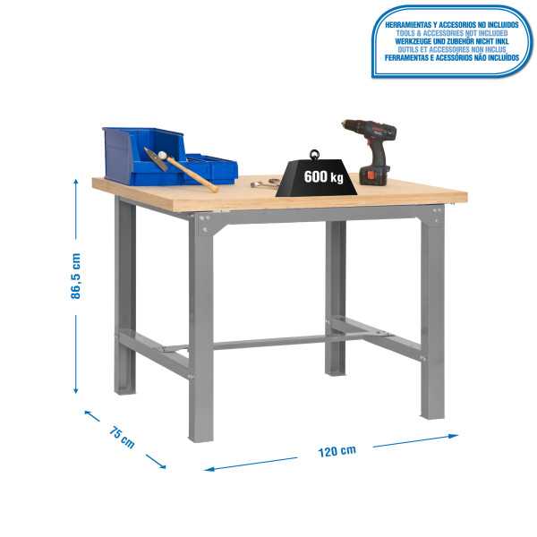 Banco trabajo 865x1200x750 SIMONWORK BT6 MDF 1200x750 GRIS/MADERA marca SIMONRACK