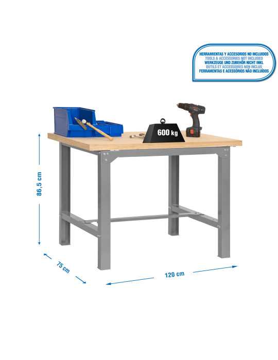 Banco trabajo 865x1200x750 SIMONWORK BT6 MDF 1200x750 GRIS/MADERA marca SIMONRACK