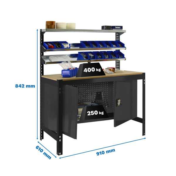 Banco trabajo 842x910x610 SIMONWORK BT1 CABINET 900 ANTRACITA/MADERA marca SIMONRACK