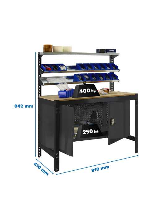 Banco trabajo 842x910x610 SIMONWORK BT1 CABINET 900 ANTRACITA/MADERA marca SIMONRACK