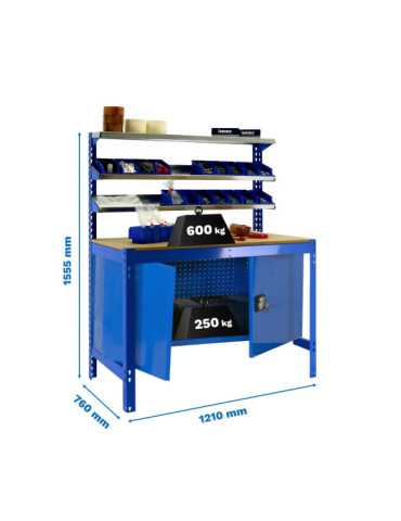 Banco trabajo 1555x1210x760 SIMONWORK BT1 CABINET 1200 AZUL/MADERA marca SIMONRACK