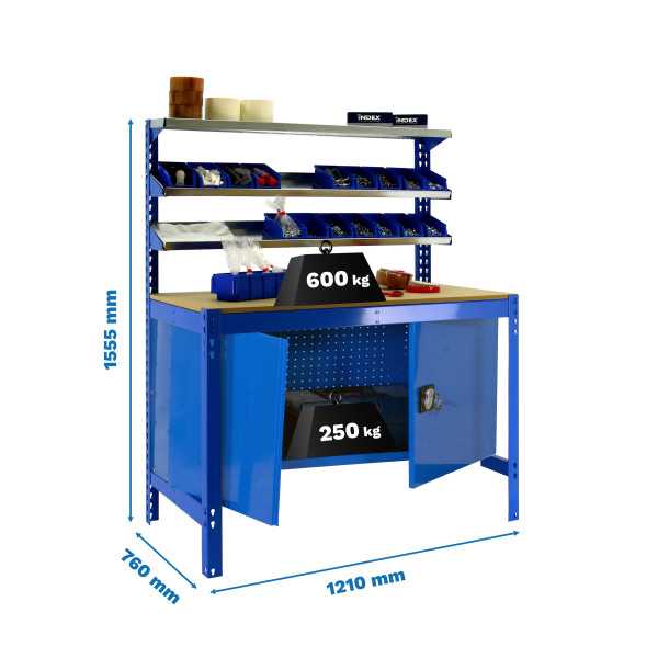 Banco trabajo 1555x1210x760 SIMONWORK BT1 CABINET 1200 AZUL/MADERA marca SIMONRACK
