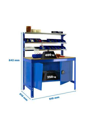 Banco trabajo 842x910x610 SIMONWORK BT1 CABINET 900 AZUL/MADERA marca SIMONRACK