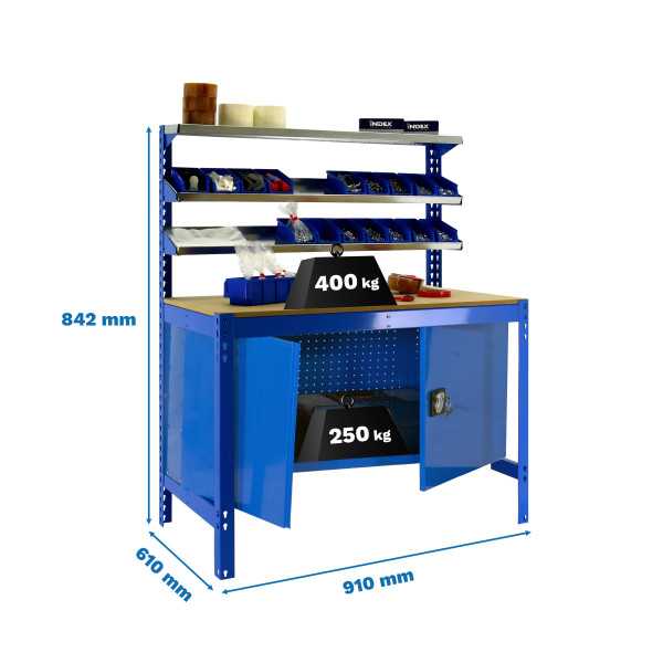 Banco trabajo 842x910x610 SIMONWORK BT1 CABINET 900 AZUL/MADERA marca SIMONRACK