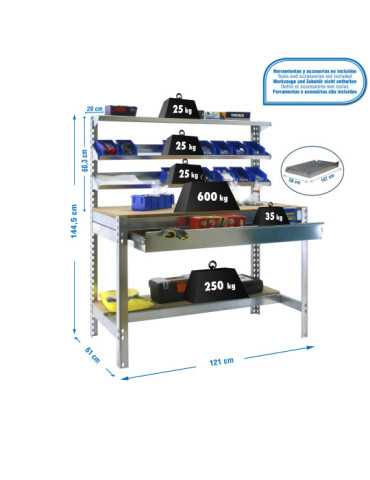 Banco trabajo 1445x1210x610 SIMONWORK BT1 BOX 1200 GALVA/MADERA marca SIMONRACK
