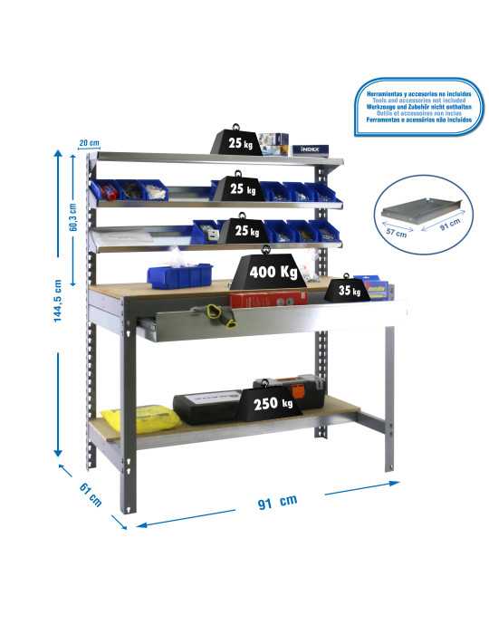 Banco trabajo 1445x910x610 SIMONWORK BT1 BOX 900 GRIS/MADERA marca SIMONRACK