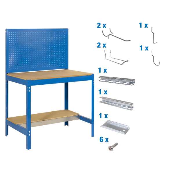 Banco trabajo 1445x1510x610 PACK SIMONWORK BT2 1500 AZUL/MAD+ 9ACCS marca SIMONRACK