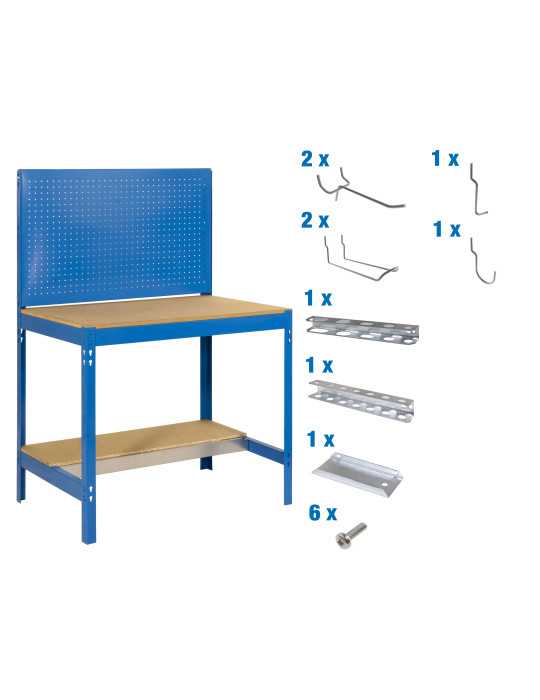 Banco trabajo 1445x910x610 PACK SIMONWORK BT2 900 AZUL/MAD+ 9ACCS marca SIMONRACK