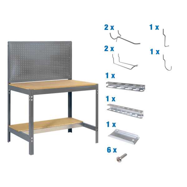 Banco trabajo 1445x1210x610 PACK SIMONWORK BT2 1200 GRIS/MAD+ 9ACCS marca SIMONRACK