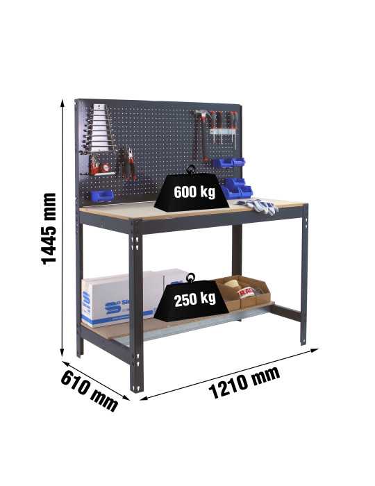 Banco trabajo 1445x1210x610 SIMONWORK BT2 1200 ANTRACITA/MADERA marca SIMONRACK