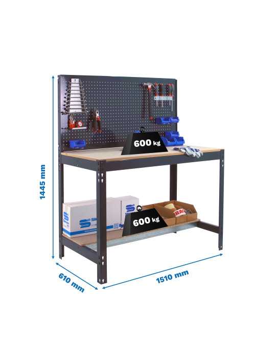 Banco trabajo 1445x1510x610 SIMONWORK BT2 1500 ANTRACITA/MADERA marca SIMONRACK