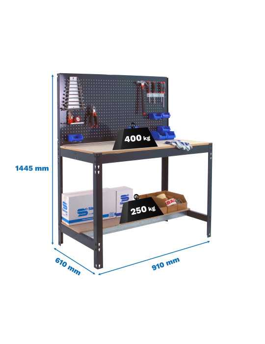 Banco trabajo 1445x910x610 SIMONWORK BT2 900 ANTRACITA/MADERA marca SIMONRACK