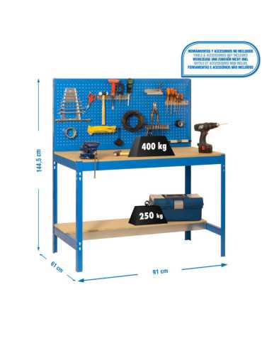 Banco trabajo 1445x910x610 SIMONWORK BT2 900 AZUL/MADERA marca SIMONRACK