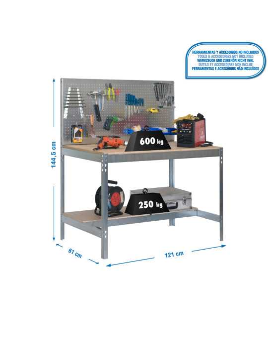 Banco trabajo 1445x1210x610 SIMONWORK BT2 1200 GALVA/MADERA marca SIMONRACK