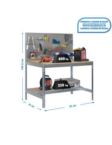 Banco trabajo 1445x910x610 SIMONWORK BT2 900 GALVA/MADERA marca SIMONRACK