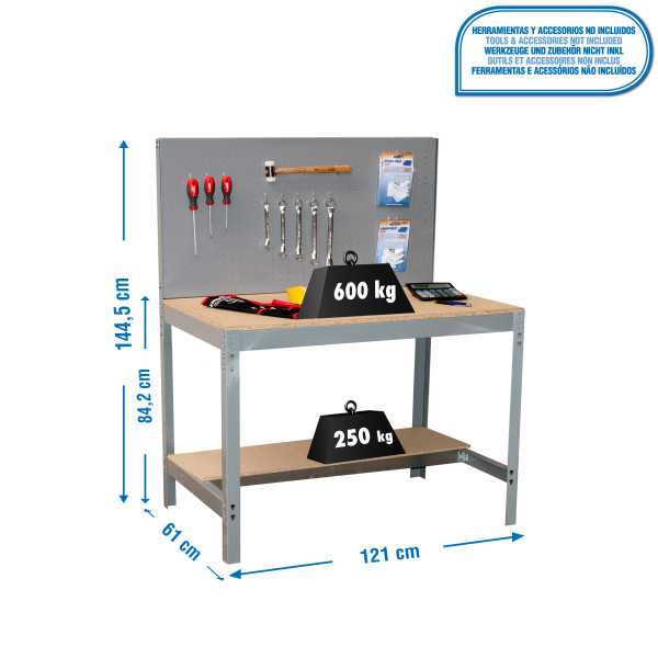 Banco trabajo 1445x1210x610 SIMONWORK BT2 1200 GRIS/MADERA marca SIMONRACK