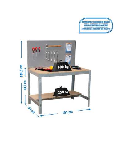 Banco trabajo 1445x1510x610 SIMONWORK BT2 1500 GRIS/MADERA marca SIMONRACK