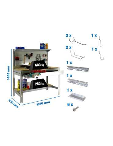Banco trabajo 1445x1210x610 PACK SIMONWORK BT3 BOX 1200 GALVA/MAD+ 9ACCS marca SIMONRACK