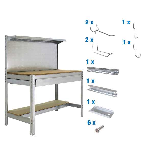 Banco trabajo 1445x910x610 PACK SIMONWORK BT3 BOX 900 GALVA/MAD+ 9ACCS marca SIMONRACK