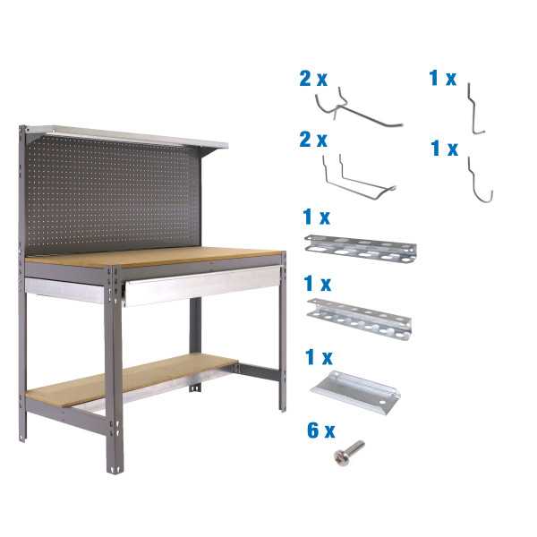 Banco trabajo 1445x910x610 PACK SIMONWORK BT3 BOX 900 GRIS/MAD+ 9ACCS marca SIMONRACK