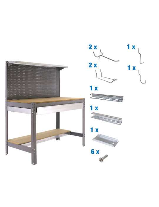 Banco trabajo 1445x910x610 PACK SIMONWORK BT3 BOX 900 GRIS/MAD+ 9ACCS marca SIMONRACK