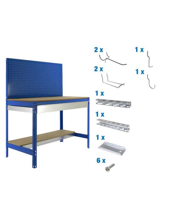 Banco trabajo 1445x910x610 PACK SIMONWORK BT2 BOX 900 AZUL/MAD+ 9ACCS marca SIMONRACK