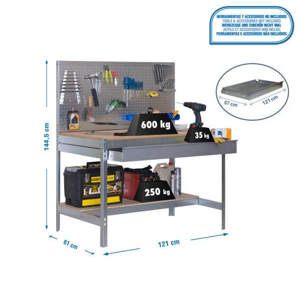Banco trabajo 1445x1210x610 SIMONWORK BT2 BOX 1200 GALVA/MADERA marca SIMONRACK