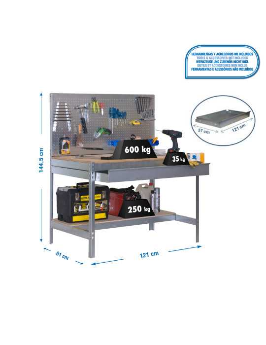 Banco trabajo 1445x1210x610 SIMONWORK BT2 BOX 1200 GALVA/MADERA marca SIMONRACK