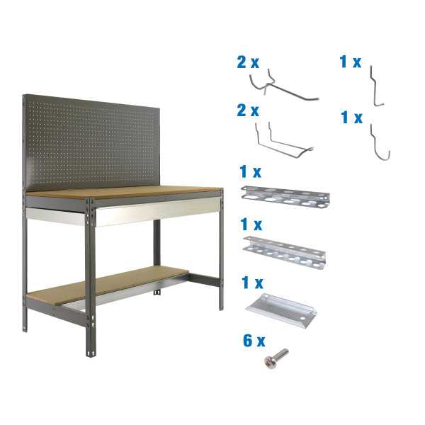 Banco trabajo 1445x910x610 PACK SIMONWORK BT2 BOX 900 GRIS/MAD+ 9ACCS marca SIMONRACK