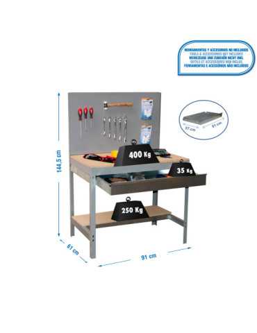 Banco trabajo 1445x910x610 SIMONWORK BT2 BOX 900 GRIS/MADERA marca SIMONRACK
