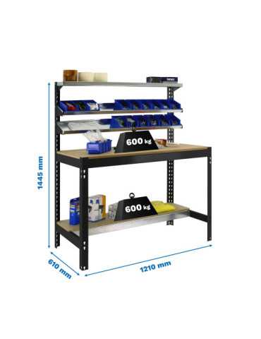 Banco trabajo 1445x1210x610 SIMONWORK BT1 1200 ANTRACITA/MADERA marca SIMONRACK