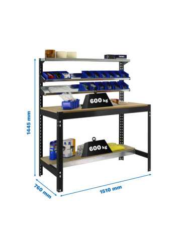 Banco trabajo 1445x1510x760 SIMONWORK BT1 1500 ANTRACITA/MADERA marca SIMONRACK