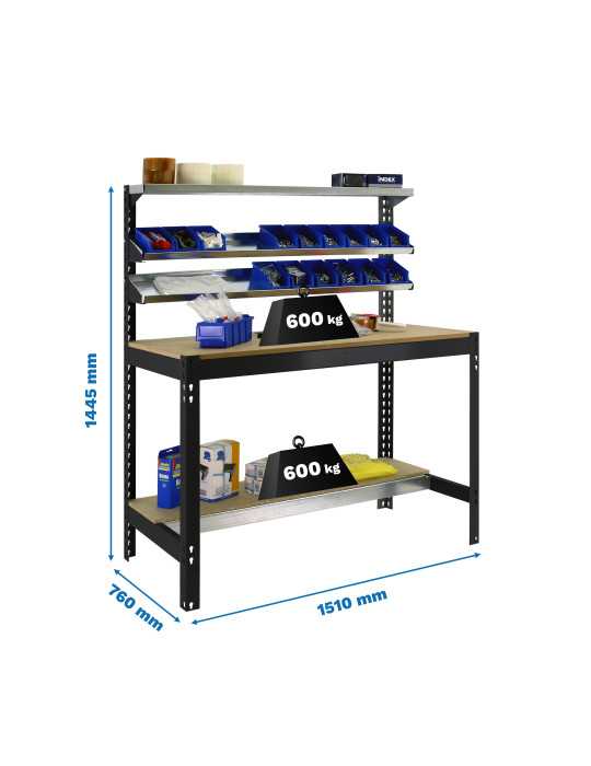 Banco trabajo 1445x1510x760 SIMONWORK BT1 1500 ANTRACITA/MADERA marca SIMONRACK