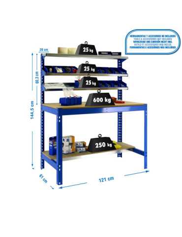 Banco trabajo 1445x1210x610 SIMONWORK BT1 1200 AZUL/MADERA marca SIMONRACK