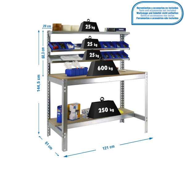 Banco trabajo 1445x1210x610 SIMONWORK BT1 1200 GALVA/MADERA marca SIMONRACK