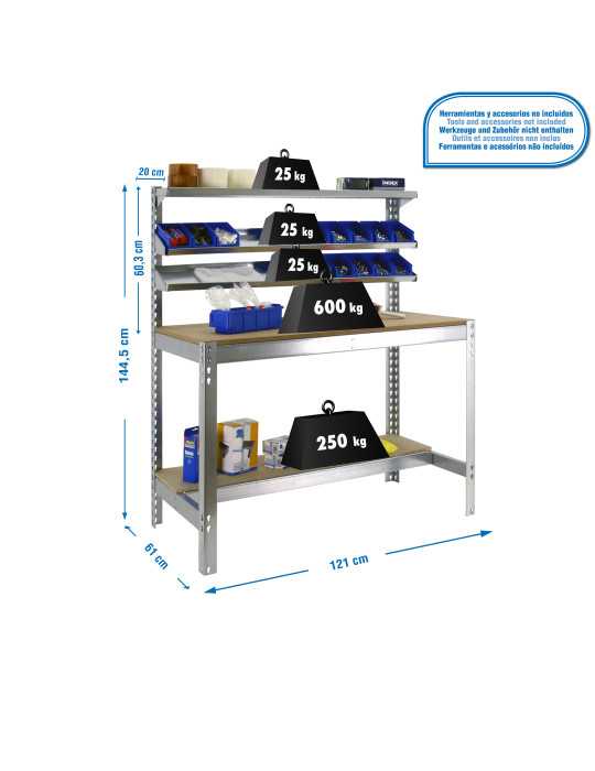 Banco trabajo 1445x1210x610 SIMONWORK BT1 1200 GALVA/MADERA marca SIMONRACK