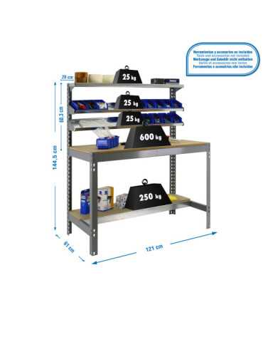 Banco trabajo 1445x1210x610 SIMONWORK BT1 1200 GRIS/MADERA marca SIMONRACK