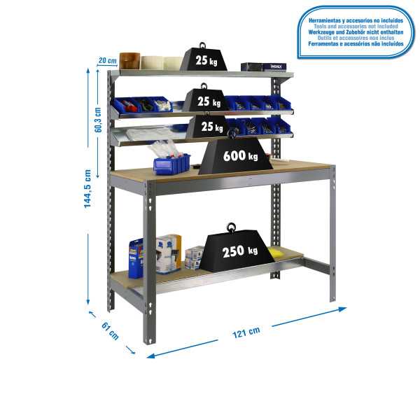 Banco trabajo 1445x1210x610 SIMONWORK BT1 1200 GRIS/MADERA marca SIMONRACK